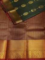 Green and maroon silk saree- SSAGREEN