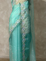 Blue Organza Designer saree- PBRCK7A