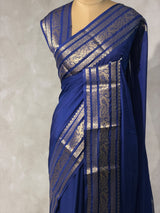 Navy Blue mysore crepe Silk Saree - PBRMJ10F