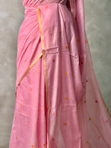 Pink Chanderi silk cotton Jamdani woven saree- PBRJ22