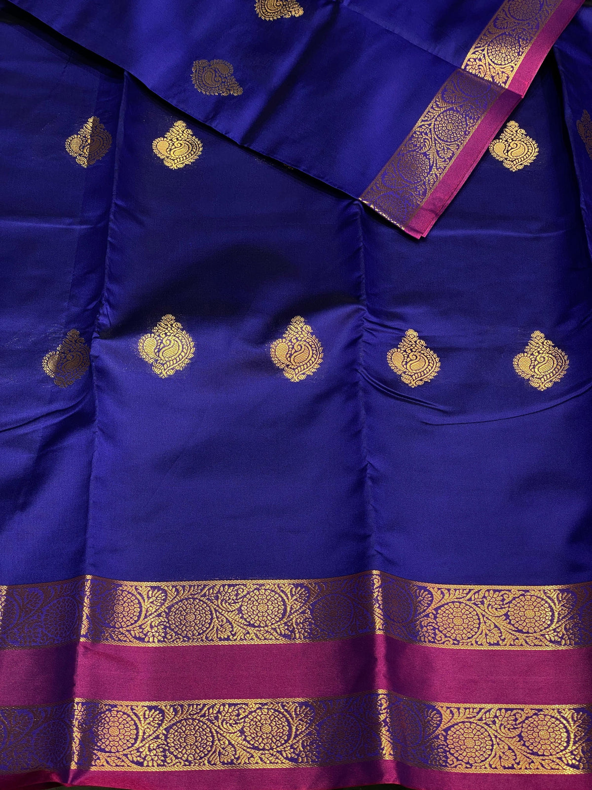 Blue and purple semi Kanchipuram Soft Silk saree - PSSN10