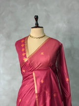 Maroon Chanderi silk cotton Jamdani woven saree- PBRJ12
