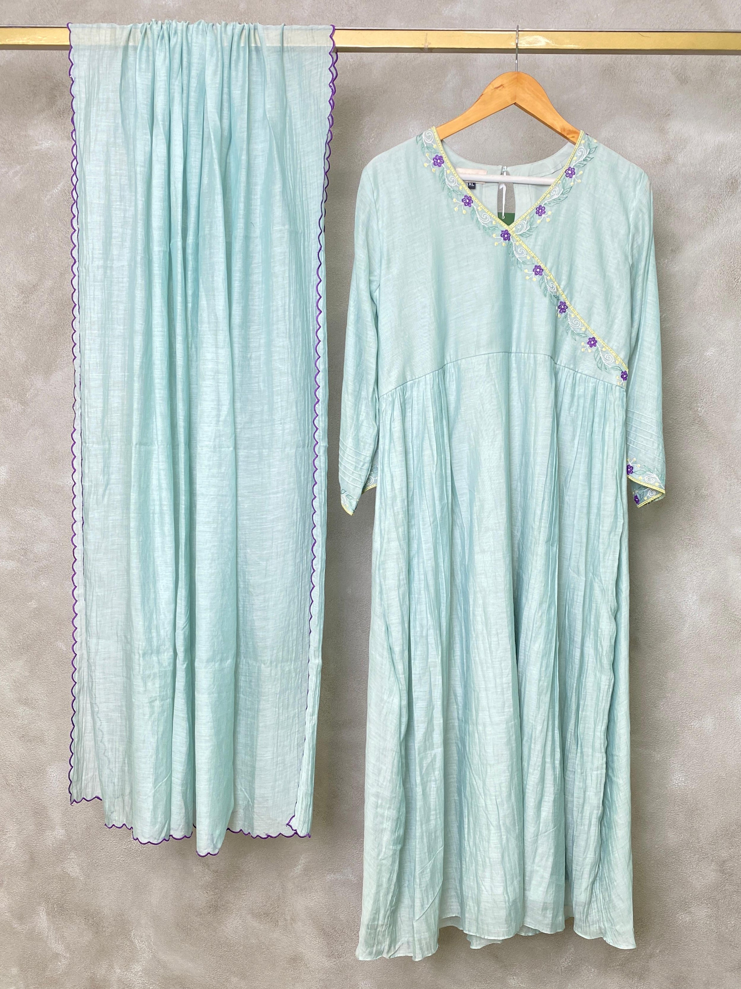 Lightblue chanderi salwar set- SNL36